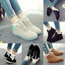 Fashion Contrast Color Flat Heel Lace Up Casual Shoes