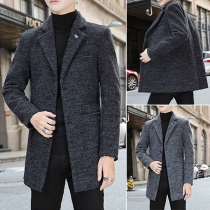 Fashion Long Sleeve Single-breasted Men's Woolen Coat