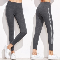 Fashion Solid Color High Waist Fitness Sports Pants