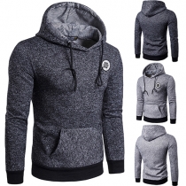 Fashion Casual Solid Color Long Sleeve Front Pocket Hoodie Sweatshirt 