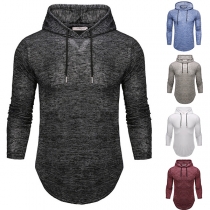 Fashion Casual Solid Color Long Sleeve Front Pocket Hoodie Sweatshirt