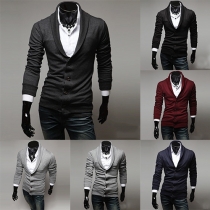 Retro Style Solid Color Long Sleeve V-neck Men's Cardigan