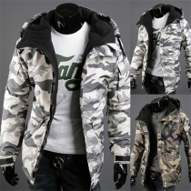 Fashion Camouflage Printed Long Sleeve Hooded Men's Coat