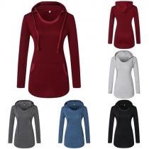 Fashion Solid Color Long Sleeve Slim Fit Hoodies