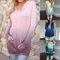 Fashion Long Sleeve Color Gradient Hoodies