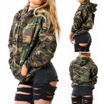 Fashion Camouflage Printed Long Sleeve Hoodies