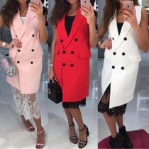 Elegant Solid Color Double-breasted Slim Fit Vest