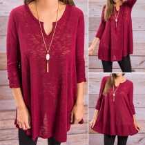 Fashion Casual Solid Color Long Sleeve Loose-fitting Tops 
