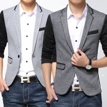 Fashion Casual Color Spliced Oblique Zipper Long Sleeve Men's Blazer