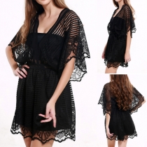 Sexy Backless Deep V-neck Dolman Sleeve Hollow Out Rompers