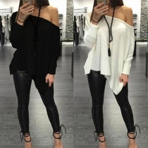 Fashion Solid Color Long Sleeve Loose T-shirt