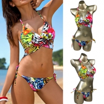 Sexy Printed Halter Bikini Set