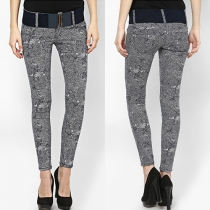 Fashion High Waist Printed Elastic Pencil Pants