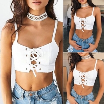 Sexy Solid Color Backless Lace-up Cami Tops