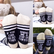 Fashion Contrast Color Letters Printed Socks