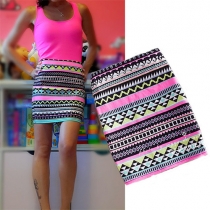 Ethnic Style Printed High Waist Bust Skirt