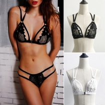 Sexy Solid Color Hollow Out Lace Bra