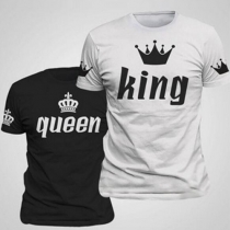 Fashion Crown Letters Printed Short Sleeve Couple T-shirt
