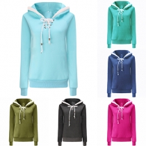 Fashion Contrast Color Long Sleeve Casual Hoodies