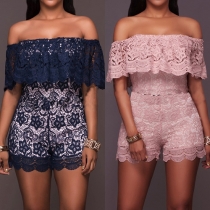 Sexy Off-shoulder Boat Neck Slim Fit Lace Rompers