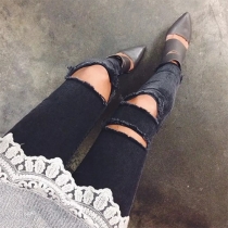 Distressed Style High Waist Ripped Skinny Jeans