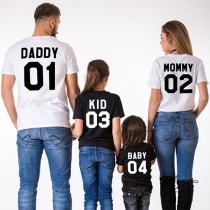 Fashion Letters Printed Short Sleeve Round Neck Parent-child T-shirt