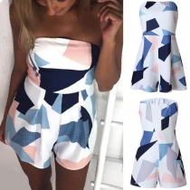 Sexy Strapless High Waist Contrast Color Romper