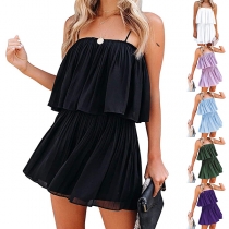 Fashion Sexy Solid Color Strapeless Backless Rompers