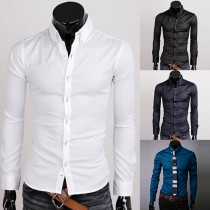 Fashion Long Sleeve POLO Collar Slim Fit Men's Shirt
