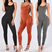Sexy Backless Solid Color Slim Fit Sling Jumpsuit