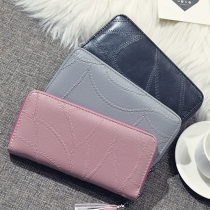 Fashion Solid Color Tassel Long Wallet for Women