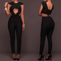 Sexy Backless Hollow Out High Waist Slim Fit Jumpsuit