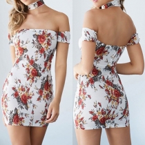 Sexy Strapless Slim Fit Printed Party Dress 