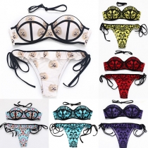 Sexy Printed Bandeau Bikini Set