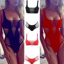 Sexy Solid Color Hollow Out One-piece Swimsuit/Swimsuit Set