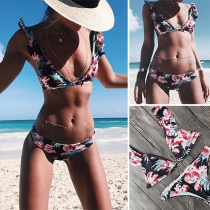 Sexy Printed Ruffle Bikini Set