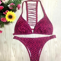 Sexy Hollow out Printed Bikini Set