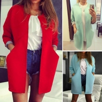 Fashion Solid Color Long Sleeve Slim Fit Cardigan Coat
