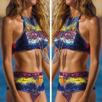 Sexy Colorful Printed High Waist Bikini Set