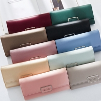 Simple Style Solid Color Long Wallet for Women