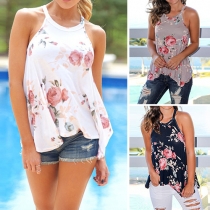 Fashion Sleeveless Round Neck Printed Top