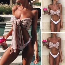 Sexy Knotted  Bandeau Bikini Set
