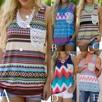 Fashion Sleeveless Round Neck Printed Tank Top