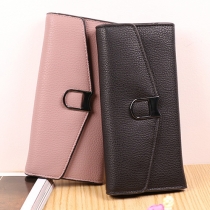 Simple Style Solid Color Long Wallet for Women