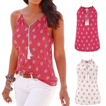Fashion V-neck Printed Cami Top