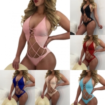 Sexy Backless Hollow Out One-piece Swimsuit