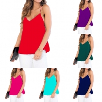 Sexy Backless V-neck Solid Color Cami Top