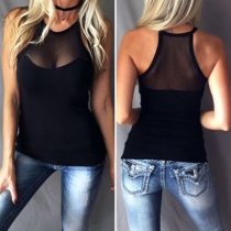Sexy See-through Gauze Spliced Slim Fit Tank Top