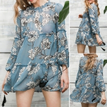 Fashion Long Sleeve Round Neck Printed Dress