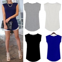 Fashion Solid Color Sleeveless Round Neck Slim Fit Top
